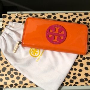 Tory Burch Orange/Pink Patent Wallet